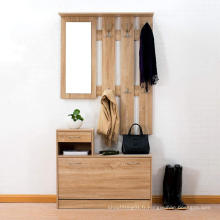 Meuble de rangement pour chaussures en bois avec miroir